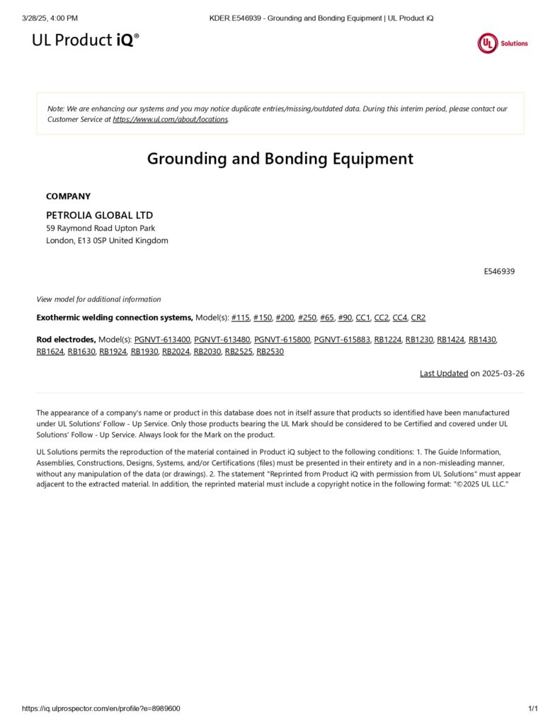 KDER.E546939 - Grounding and Bonding Equipment _ UL Product iQ_page-0001